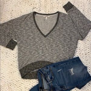 Victoria’s Secret Gray V-neck Cropped Sweatshirt